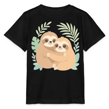 Cute Sloths: Cuddling in the Pastel Jungle - Stanley/Stella MINI CREATOR Kids’ T-Shirt - black - Front - Mikhail (115cm)