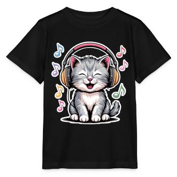 Music Cat - Stanley/Stella MINI CREATOR Kids’ T-Shirt - black - Front - Mikhail (115cm)