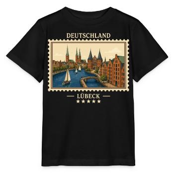 Deutschland Lübeck Vintage Reisemarke - Stanley/Stella Kinder T-Shirt MINI CREATOR  - Schwarz - Vorne - Mikhail (115cm)