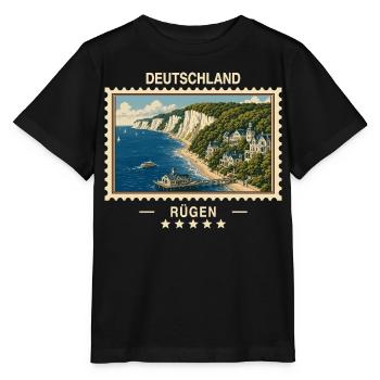 Deutschland Rügen Vintage Reisemarke - Stanley/Stella Kinder T-Shirt MINI CREATOR  - Schwarz - Vorne - Mikhail (115cm)