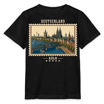 Deutschland Köln Vintage Reisemarke - Stanley/Stella Kinder T-Shirt MINI CREATOR  - Schwarz - Vorne - Mikhail (115cm)