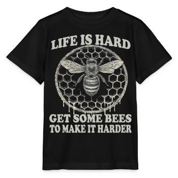 Imkereibedarf Imker Zubehör Bienen Wabenmuster  - Stanley/Stella Kinder T-Shirt MINI CREATOR  - Schwarz - Vorne - Mikhail (115cm)