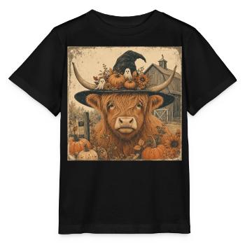 Scottish Cow Halloween Hoodie Vintage Cow - Stanley/Stella MINI CREATOR Kids’ T-Shirt - black - Front - Mikhail (115cm)