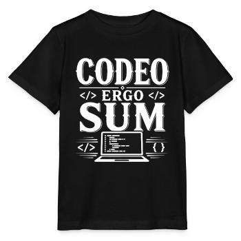 I Program, Therefore I Am | Latin Saying - Stanley/Stella MINI CREATOR Kids’ T-Shirt - black - Front - Mikhail (115cm)