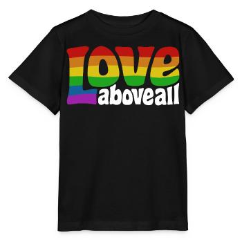 Love Above All | Rainbow Pride Design - Stanley/Stella MINI CREATOR Kids’ T-Shirt - black - Front - Mikhail (115cm)