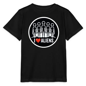 I Love Aliens Extraterrestrial UFO Fan - Stanley/Stella MINI CREATOR Kids’ T-Shirt - black - Front - Mikhail (115cm)