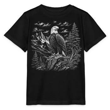 Proud bald eagle in mountain landscape - Stanley/Stella MINI CREATOR Kids’ T-Shirt - black - Front - Mikhail (115cm)