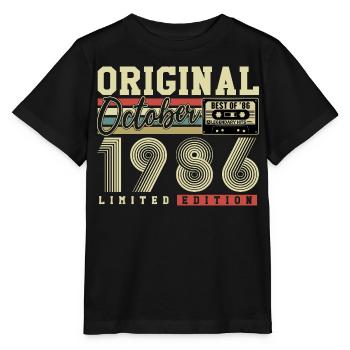 Original October 1986 – 40th Birthday Retro - Stanley/Stella MINI CREATOR Kids’ T-Shirt - black - Front - Mikhail (115cm)