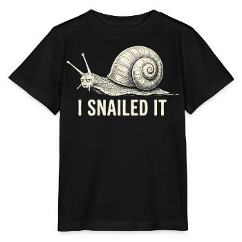 I Snailed It Cartoon Snail Tee - Stanley/Stella MINI CREATOR Kids’ T-Shirt - black - Front - Mikhail (115cm)