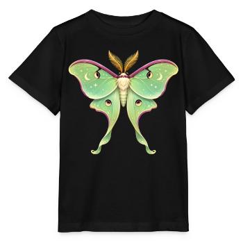 Luna Moth Celestial Illustration Actias luna - Stanley/Stella MINI CREATOR Kids’ T-Shirt - black - Front - Mikhail (115cm)
