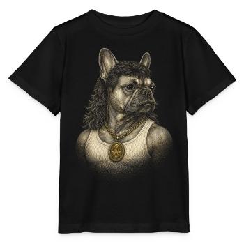 Mullet French Bulldog 80s Funny Dog Meme - Stanley/Stella MINI CREATOR Kids’ T-Shirt - black - Front - Mikhail (115cm)