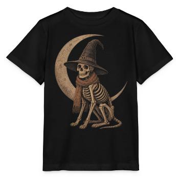 Skeleton Dog Witch Moon Hoodie Halloween Decoration - Stanley/Stella MINI CREATOR Kids’ T-Shirt - black - Front - Mikhail (115cm)