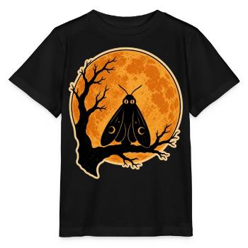 Mothman Motte Vollmond T-Shirt Halloween Vintage - Stanley/Stella Kinder T-Shirt MINI CREATOR  - Schwarz - Vorne - Mikhail (115cm)