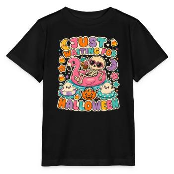Just Waiting For Halloween Skeleton Flamingo - Stanley/Stella MINI CREATOR Kids’ T-Shirt - black - Front - Mikhail (115cm)
