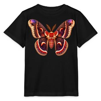 Cecropia Moth Hyalophora cecropia Cartoon Style - Stanley/Stella MINI CREATOR Kids’ T-Shirt - black - Front - Mikhail (115cm)