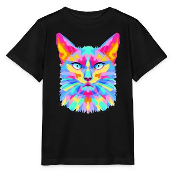 Geometric Cat Burst - Stanley/Stella MINI CREATOR Kids’ T-Shirt - black - Front - Mikhail (115cm)