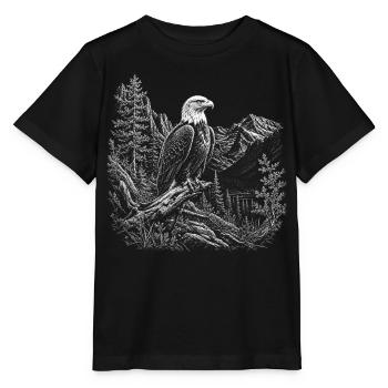 Weißkopfseeadler in ruhiger Berglandschaft - Stanley/Stella Kinder T-Shirt MINI CREATOR  - Schwarz - Vorne - Mikhail (115cm)
