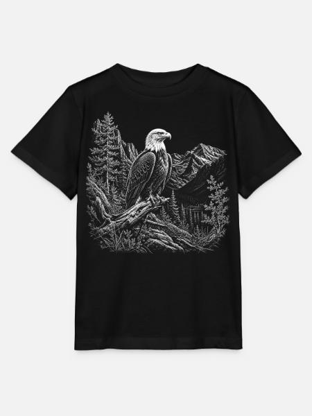 Weißkopfseeadler in ruhiger Berglandschaft - Stanley/Stella Kinder T-Shirt MINI CREATOR - Schwarz