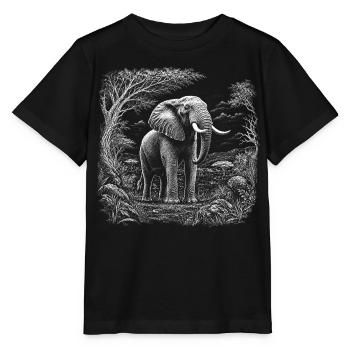 African elephant in wild savannah landscape - Stanley/Stella MINI CREATOR Kids’ T-Shirt - black - Front - Mikhail (115cm)