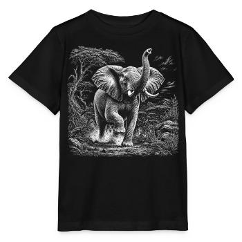 Wilder Elefant in afrikanischer Savanne - Stanley/Stella Kinder T-Shirt MINI CREATOR  - Schwarz - Vorne - Mikhail (115cm)