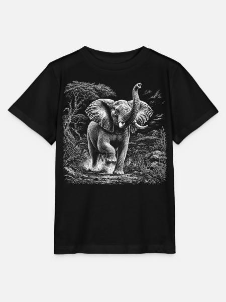 Wilder Elefant in afrikanischer Savanne - Stanley/Stella Kinder T-Shirt MINI CREATOR  - Schwarz