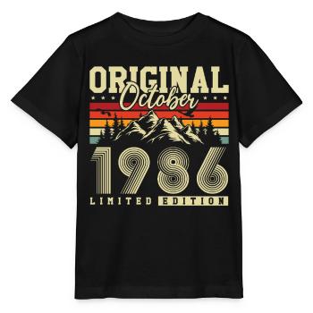 Original October 1986 – 40th Birthday Vintage - Stanley/Stella MINI CREATOR Kids’ T-Shirt - black - Front - Mikhail (115cm)