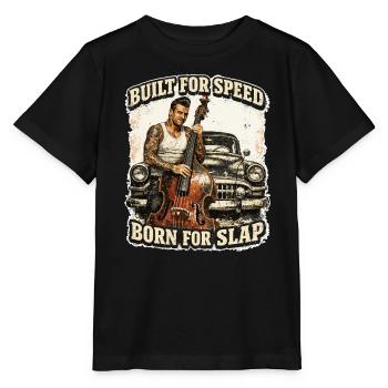 Rockabilly Double Bass Classic Car - Built For Speed - Stanley/Stella MINI CREATOR Kids’ T-Shirt - black - Front - Mikhail (115cm)