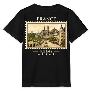 Frankreich Reims Vintage Reisemarke - Stanley/Stella Kinder T-Shirt MINI CREATOR  - Schwarz - Vorne - Mikhail (115cm)