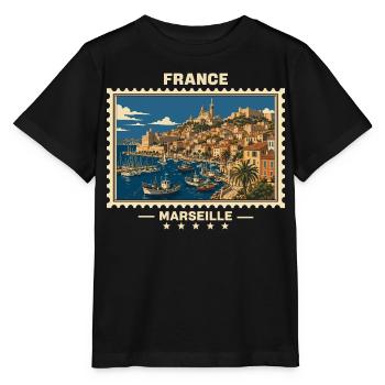 France Marseille Vintage Travel Brand - Stanley/Stella MINI CREATOR Kids’ T-Shirt - black - Front - Mikhail (115cm)
