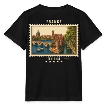 Frankreich Toulouse Vintage Reisemarke - Stanley/Stella Kinder T-Shirt MINI CREATOR  - Schwarz - Vorne - Mikhail (115cm)