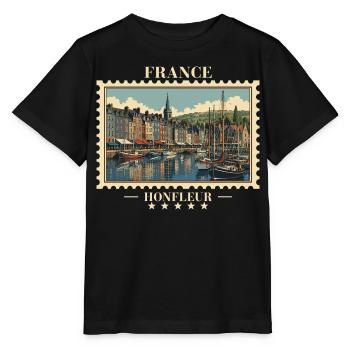 Frankreich Honfleur Vintage Reisemarke - Stanley/Stella Kinder T-Shirt MINI CREATOR  - Schwarz - Vorne - Mikhail (115cm)