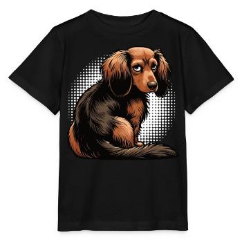 Long-haired Dachshund Dachshund Holder Dachshund Tekkel - Stanley/Stella MINI CREATOR Kids’ T-Shirt - black - Front - Mikhail (115cm)