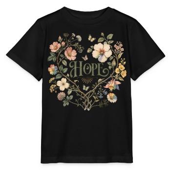 Hope Blumen Herz T-Shirt Botanical Vintage Floral - Stanley/Stella Kinder T-Shirt MINI CREATOR  - Schwarz - Vorne - Mikhail (115cm)