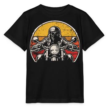 Retro motorcyclist in sunset - Stanley/Stella MINI CREATOR Kids’ T-Shirt - black - Front - Mikhail (115cm)