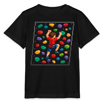 Retro Pixel Art Bouldering 8-Bit Climbing Wall - Stanley/Stella MINI CREATOR Kids’ T-Shirt - black - Front - Mikhail (115cm)