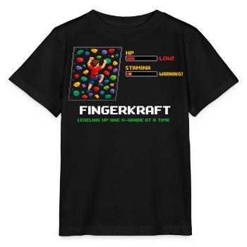 Retro Pixel Art Bouldering: Leveling Up Saying - Stanley/Stella MINI CREATOR Kids’ T-Shirt - black - Front - Mikhail (115cm)