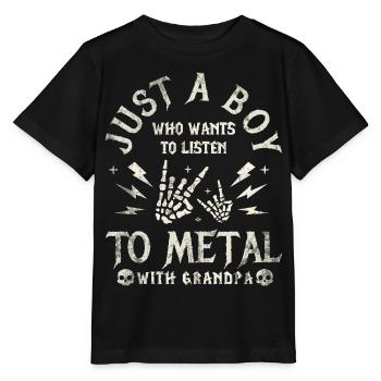 Metall-Baby Boy mit Opa Rock Baby - Stanley/Stella Kinder T-Shirt MINI CREATOR  - Schwarz - Vorne - Mikhail (115cm)