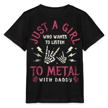 Metal Baby Girl With Daddy Rock Family - Stanley/Stella MINI CREATOR Kids’ T-Shirt - black - Front - Mikhail (115cm)