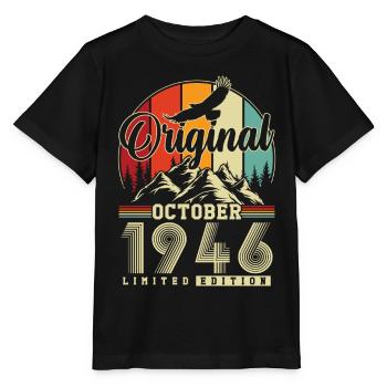 Original October 1946 – 80th Birthday Vintage - Stanley/Stella MINI CREATOR Kids’ T-Shirt - black - Front - Mikhail (115cm)