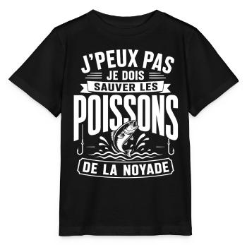 Humour Pêcheur, Cadeau Pêche Drôle - T-shirt bio MINI CREATOR Stanley/Stella Enfant - noir - Devant - Mikhail (115cm)