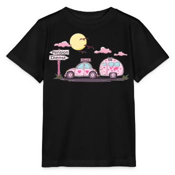 Auto mit Anhänger Pension Schild - Stanley/Stella Kinder T-Shirt MINI CREATOR  - Schwarz - Vorne - Mikhail (115cm)
