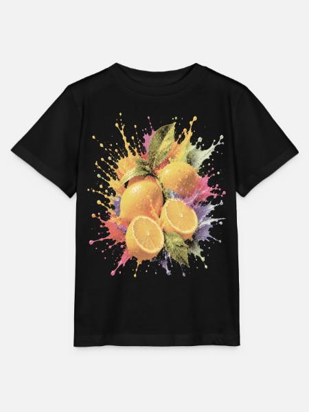 Zitronengelbe Zitrus-Mehrfarbige Spritzkunst - Stanley/Stella Kinder T-Shirt MINI CREATOR - Schwarz
