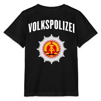 Volkspolizei Schriftzug mit Polizeistern - Stanley/Stella Kinder T-Shirt MINI CREATOR  - Schwarz - Vorne - Mikhail (115cm)