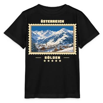 Österreich Sölden Winter Vintage Reisemarke - Stanley/Stella Kinder T-Shirt MINI CREATOR  - Schwarz - Vorne - Mikhail (115cm)