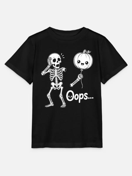 Skeleton Holding Balloon pumpkin Halloween - Stanley/Stella Kinder T-Shirt MINI CREATOR - Schwarz