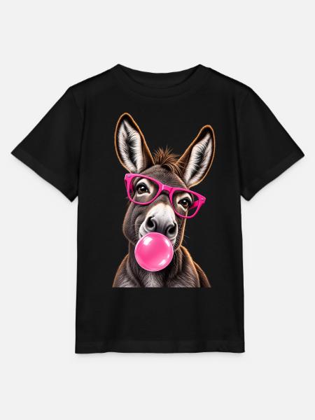Âne Cool avec Lunettes Roses et Bubble Gum - Stanley/Stella Kinder T-Shirt MINI CREATOR  - Schwarz