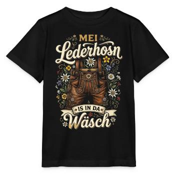 Meine Lederhosen sind in der Wäsche - Stanley/Stella Kinder T-Shirt MINI CREATOR  - Schwarz - Vorne - Mikhail (115cm)