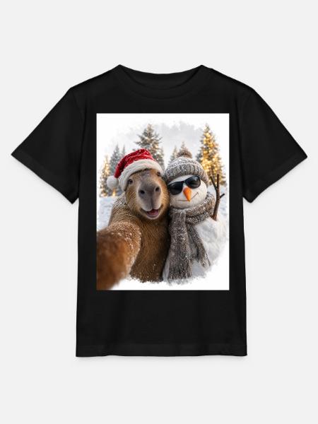 Capybara Weihnachten Winterfreunde - Stanley/Stella Kinder T-Shirt MINI CREATOR - Schwarz