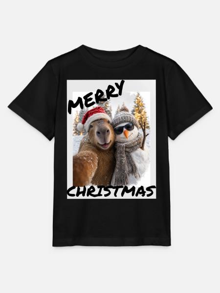 Capybara Weihnachten Winterfreunde - Stanley/Stella Kinder T-Shirt MINI CREATOR - Schwarz