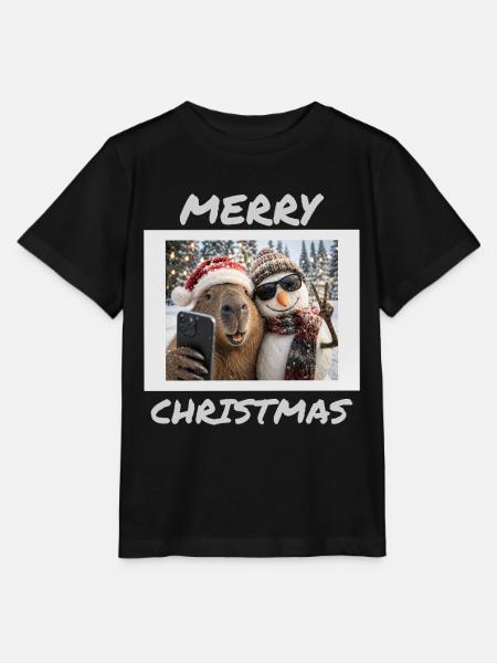 Capybara Weihnachten Schneemann Winterfreunde - Stanley/Stella Kinder T-Shirt MINI CREATOR - Schwarz